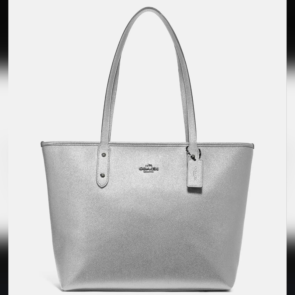 Coach Dark Silver Tote Bag With Tag